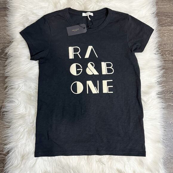 rag & bone Tops - NWT Rag & Bone Womens Vintage Tee Black Short Sleeve Size Small Spellout Pima